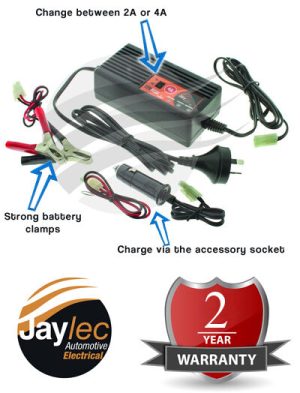 Jaylec 12V Battery Charger Automatic Smart Charger 4A BC9000 Motorbike Caravan