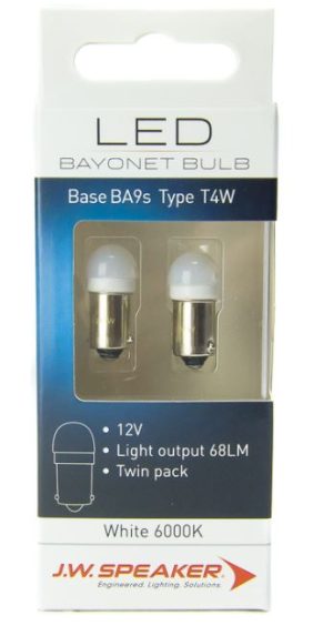 JW SPEAKER LED BAYONET BULB 12V T4W 6000K BA9s BASE *PAIR*