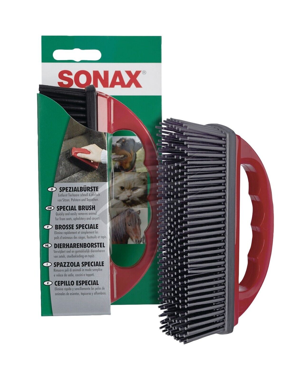 Sonax Rubber Brush - Remove Pet Hair from Fabric, Upholstery, Carpet & Interior