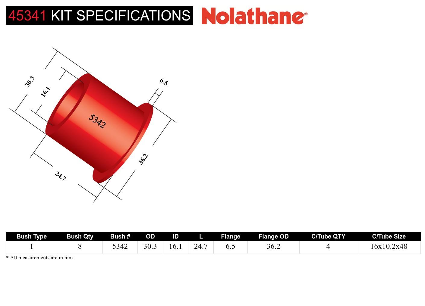 NOLATHANE 45341 UPPER INNER CONTROL ARM BUSHES SUITS AU BA BF FALCON FORD FPV - Image 6