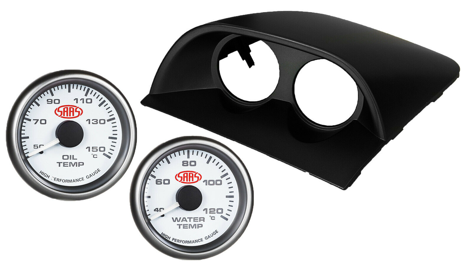 SAAS VY VZ COMMODORE CLIP-IN POD HOLDER w/ WHITE OIL TEMP & WATER TEMP GAUGES SS - Image 2