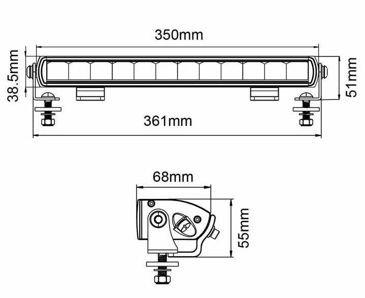 Titan Series 14" LED Slim Light bar 60w - 1 Lux @395 metres - Image 4