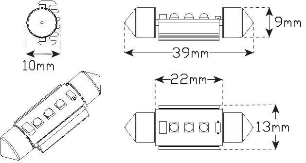 LED Autolamps Cool White 6500K 12V LED Festoon Globe 31mm Long - FN39W - Image 3