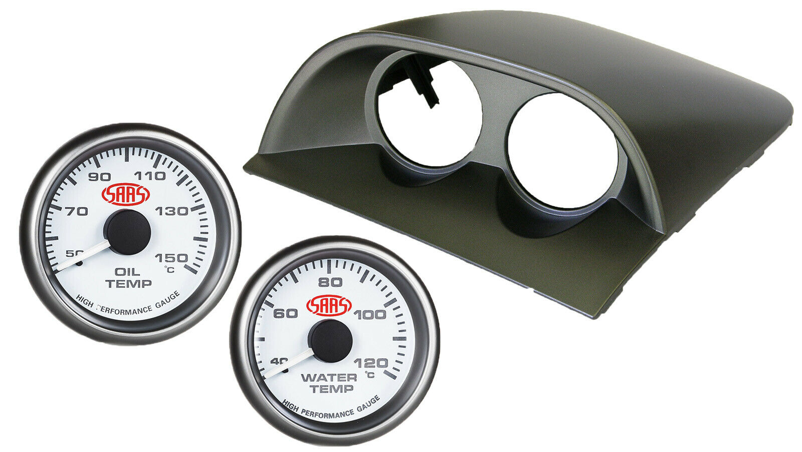 SAAS VY VZ COMMODORE CLIP-IN POD HOLDER w/ WHITE OIL TEMP & WATER TEMP GAUGES SS