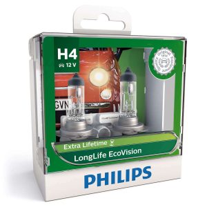 H4 PHILIPS LONG LIFE Eco Vision H4 Globe 12V 60/55W TWIN PACK (2Pk)