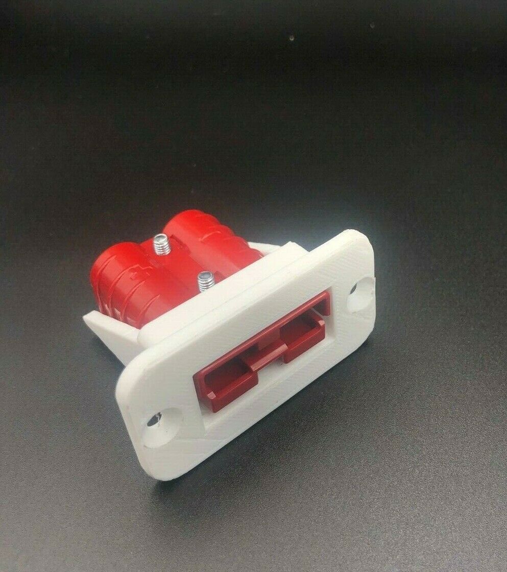 50 Amp White Anderson Plug Flush Panel Mount Bracket + Red + Cap Marine Caravan - Image 3