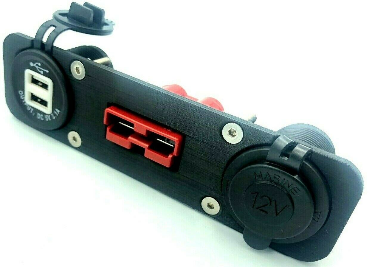 Dual USB Cig Acc Socket Red 50Amp Anderson Face Mounting Plate Panel 12V - Image 3