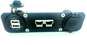 Dual USB Cig Acc Socket Grey 50Amp Anderson Face Mounting Plate Panel 12V