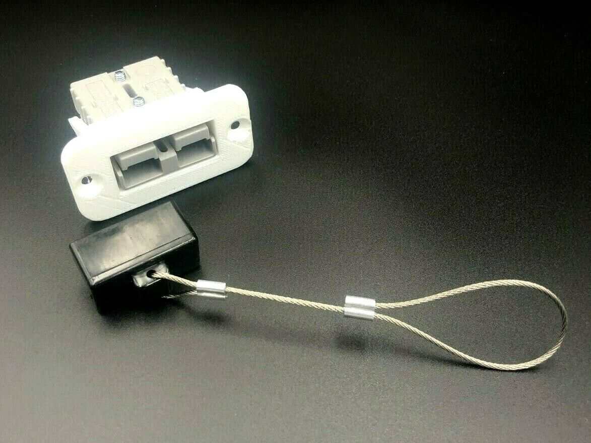 50 Amp White Anderson Plug Flush Panel Mount Bracket + grey + Cap Marine Caravan