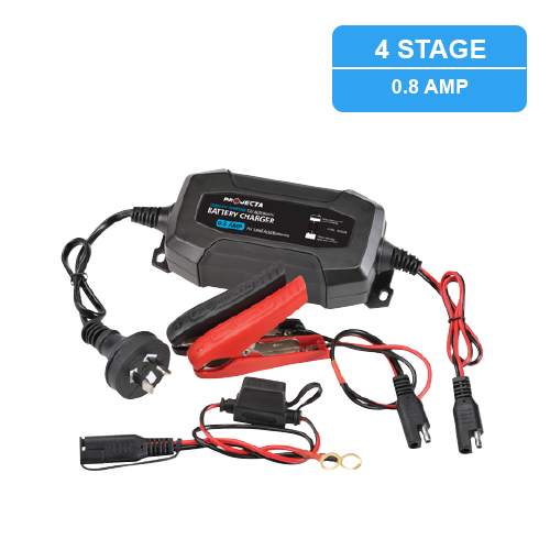 PROJECTA 12V AUTOMATIC 0.8 AMP 4 STAGE BATTERY CHARGER - Charge N’ Maintain