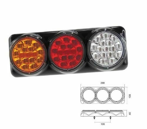 LED Tail Light Stop Reverse Indicator Combination 12-24v Black Base 288x108x40mm - Image 2