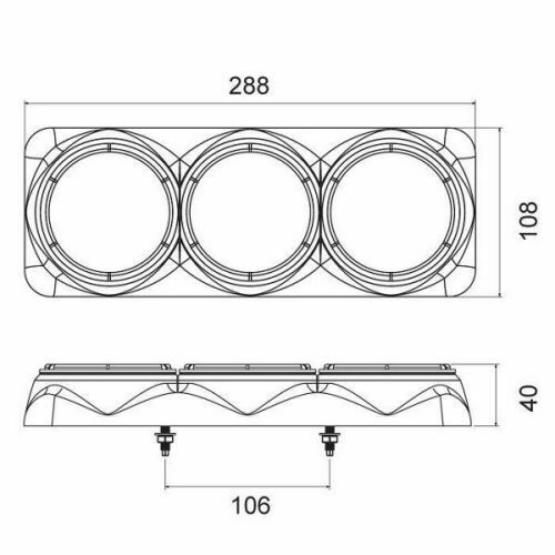 LED Tail Light Stop Reverse Indicator Combination 12-24v Black Base 288x108x40mm - Image 3