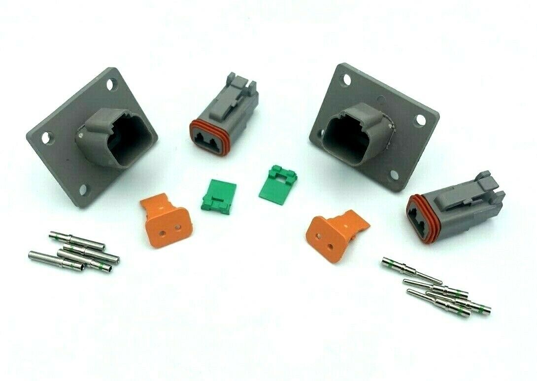 TWIN PACK Deutsch Style 2 pin wall panel flange flush mount kit easy disconnect