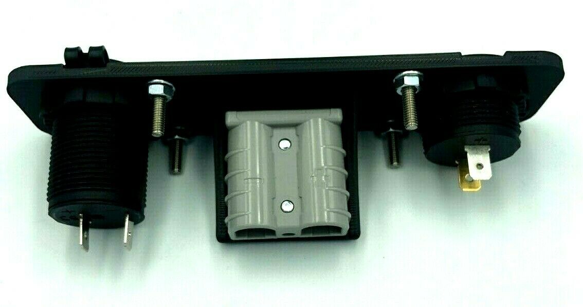 Dual USB & Voltage Gauge Grey 50Amp Anderson Face Mounting Plate Panel 12V - Image 2