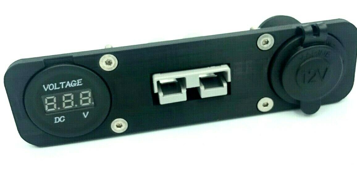 Dual USB & Voltage Gauge Grey 50Amp Anderson Face Mounting Plate Panel 12V