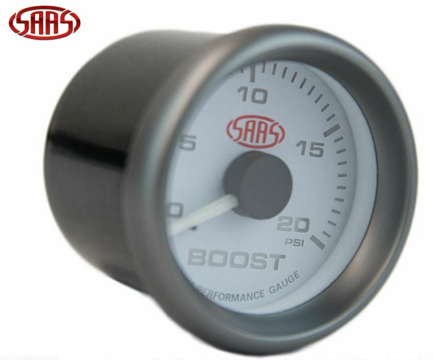 SAAS Turbo Diesel Boost Gauge White Face Dial 52mm Multi Colour