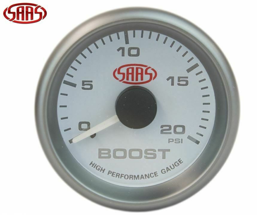 SAAS Turbo Diesel Boost Gauge White Face Dial 52mm Multi Colour