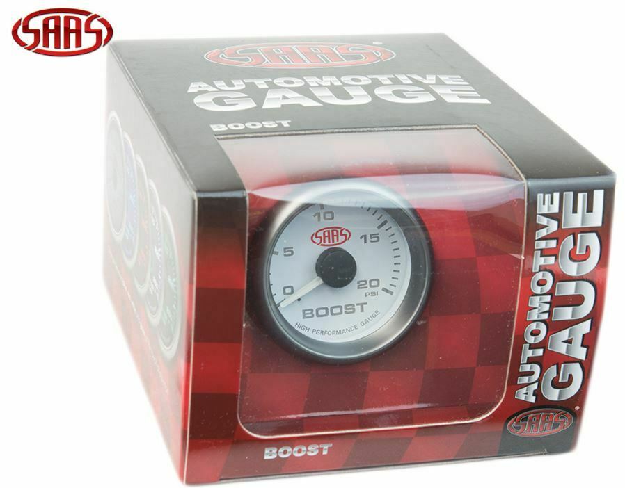 SAAS Turbo Diesel Boost Gauge White Face Dial 52mm Multi Colour