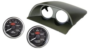 SAAS VY VZ COMMODORE CLIP IN POD HOLDER w/ BLACK OIL TEMP & WATER TEMP GAUGES SS