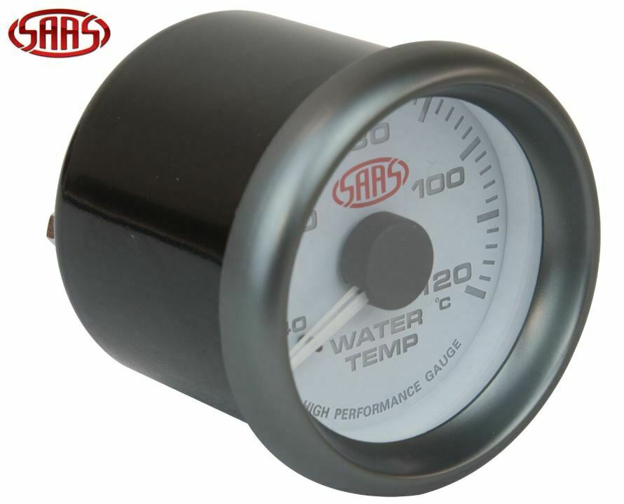 SAAS Water Temp Gauge White Face Dial 52mm Multi Colour + Sender