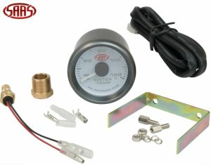 SAAS Water Temp Gauge White Face Dial 52mm Multi Colour + Sender & Fitting Kit