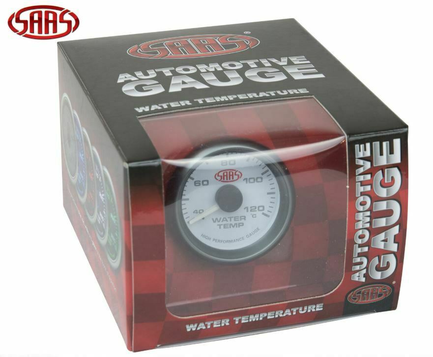 SAAS Water Temp Gauge White Face Dial 52mm Multi Colour + Sender