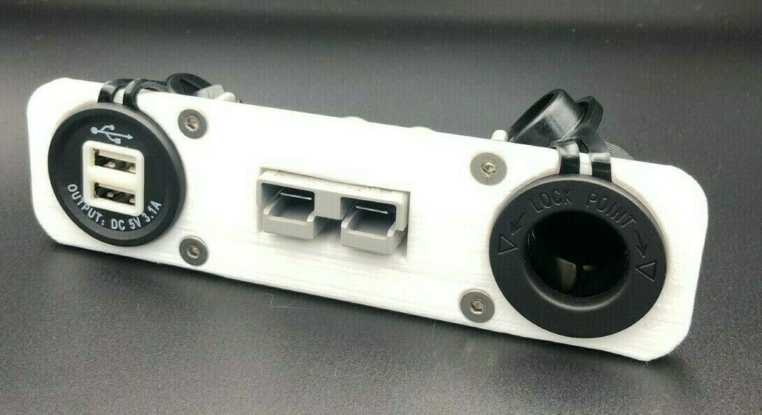 White Dual USB Cig Acc Socket Grey 50Amp Anderson Face Mounting Plate Panel 12V - Image 4