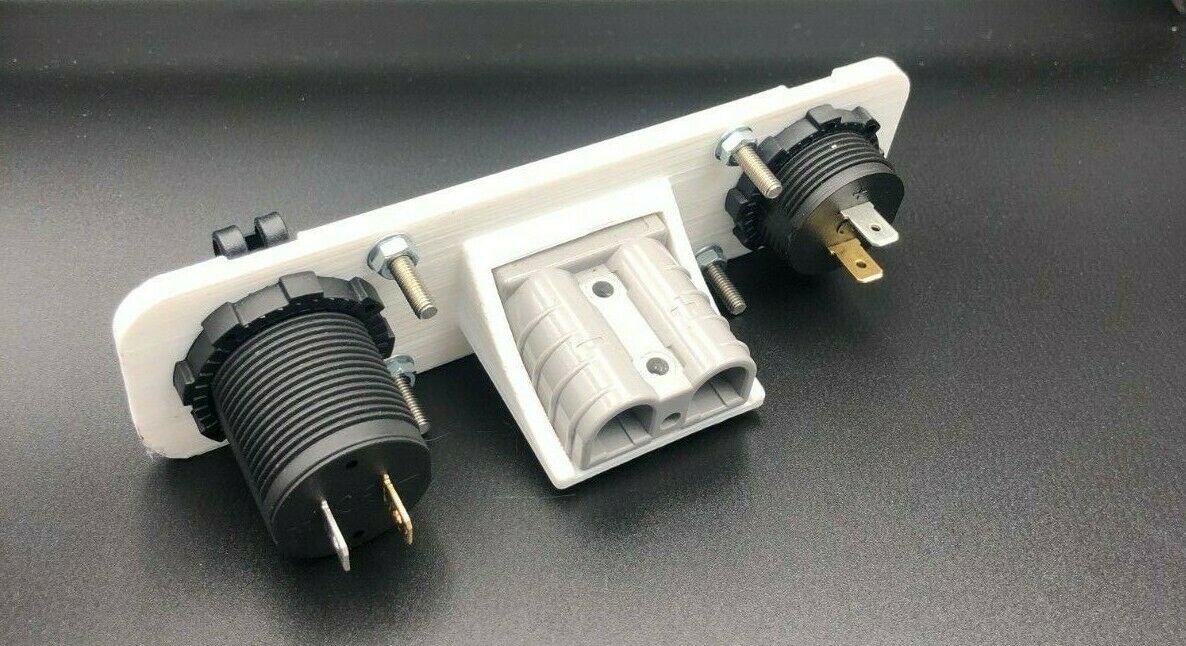 White Volt Gauge Twin USB Socket Grey 50Amp Anderson Face Mounting Plate Panel - Image 4