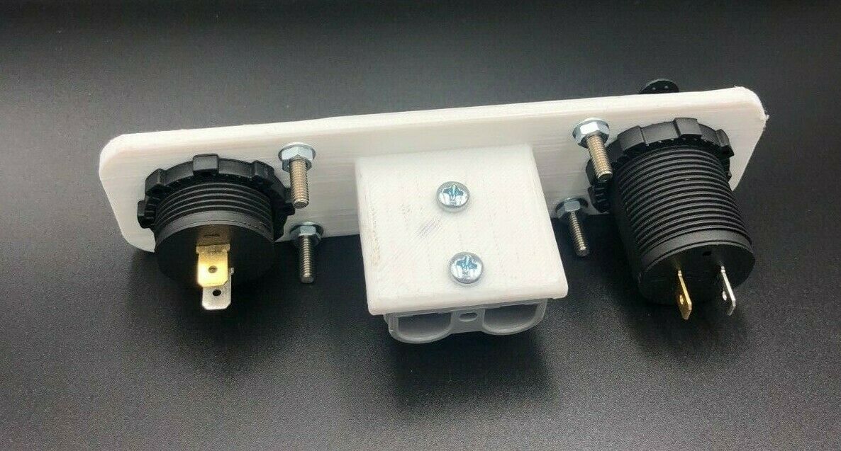 White Volt Gauge Twin USB Socket Grey 50Amp Anderson Face Mounting Plate Panel - Image 3