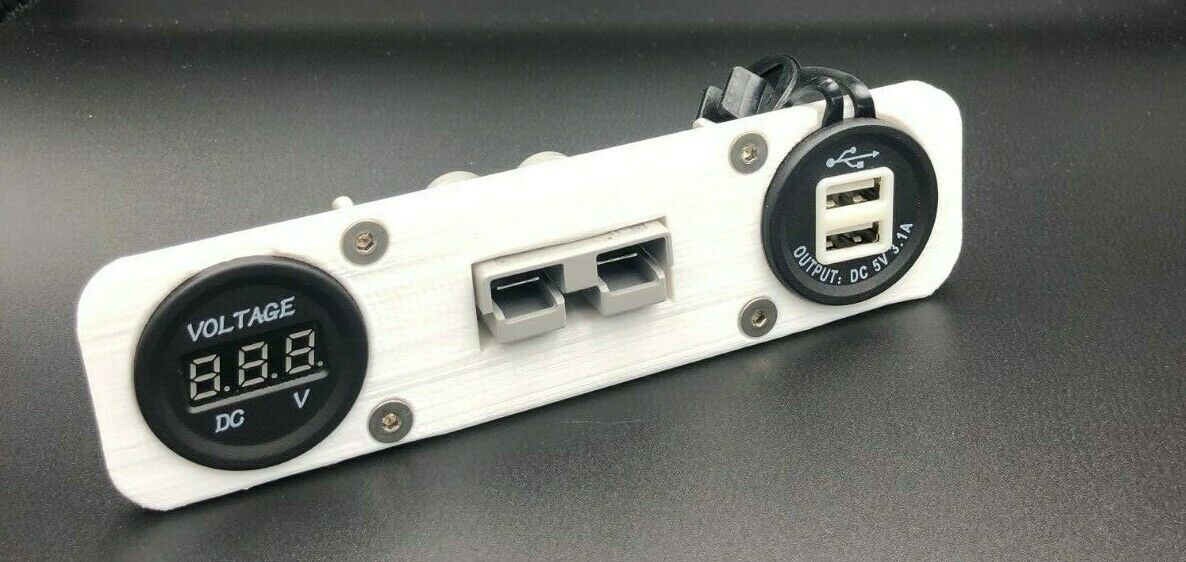 White Volt Gauge Twin USB Socket Grey 50Amp Anderson Face Mounting Plate Panel