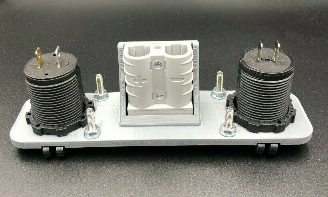 Dual USB & Dual Voltage Gauge Grey 50Amp Anderson Face Mounting Plate Panel GREY - Image 4