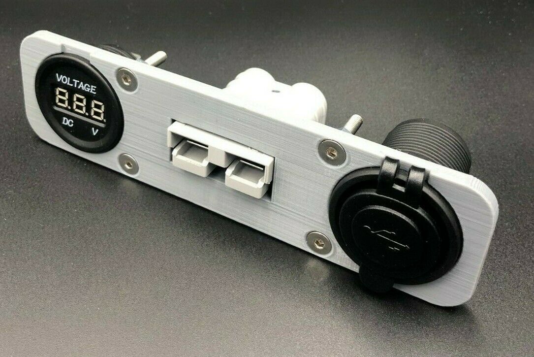 Dual USB & Voltage Gauge Grey 50Amp Anderson Face Mounting Plate Panel 12V GREY - Image 3
