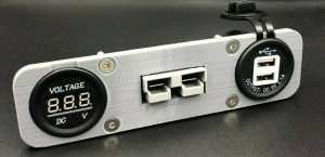 Dual USB & Voltage Gauge Grey 50Amp Anderson Face Mounting Plate Panel 12V GREY