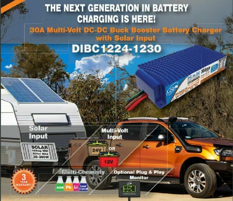 GSL 30Amp DC-DC 12/24v Booster Battery Charger + Solar Input BCDC1230 - Image 3