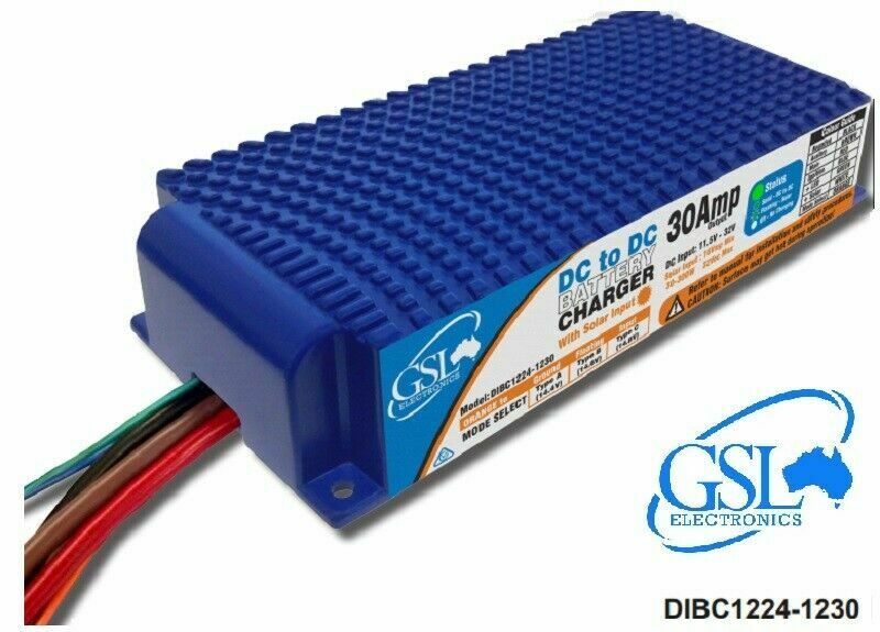 GSL 30Amp DC-DC 12/24v Booster Battery Charger + Solar Input BCDC1230