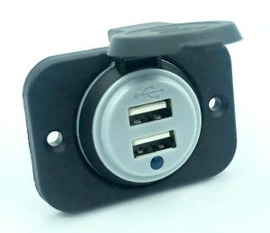 Shallow fit only 23mm deep Fast charge 2.4A DUAL USB SOCKET 90 DEGREE TERMINALS