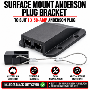 Anderson Plug Surface Mount Panel Kit External Canopy + 50 amp Black & Dust Cap