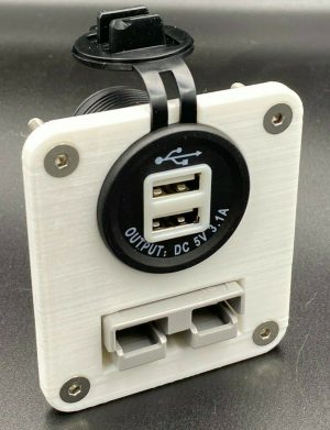 50 Amp Anderson Plug & Dual USB Socket Flush Mount Face Plate - White