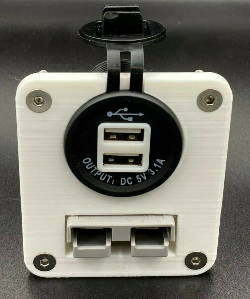 50 Amp Anderson Plug & Dual USB Socket Flush Mount Face Plate White HS Autoparts
