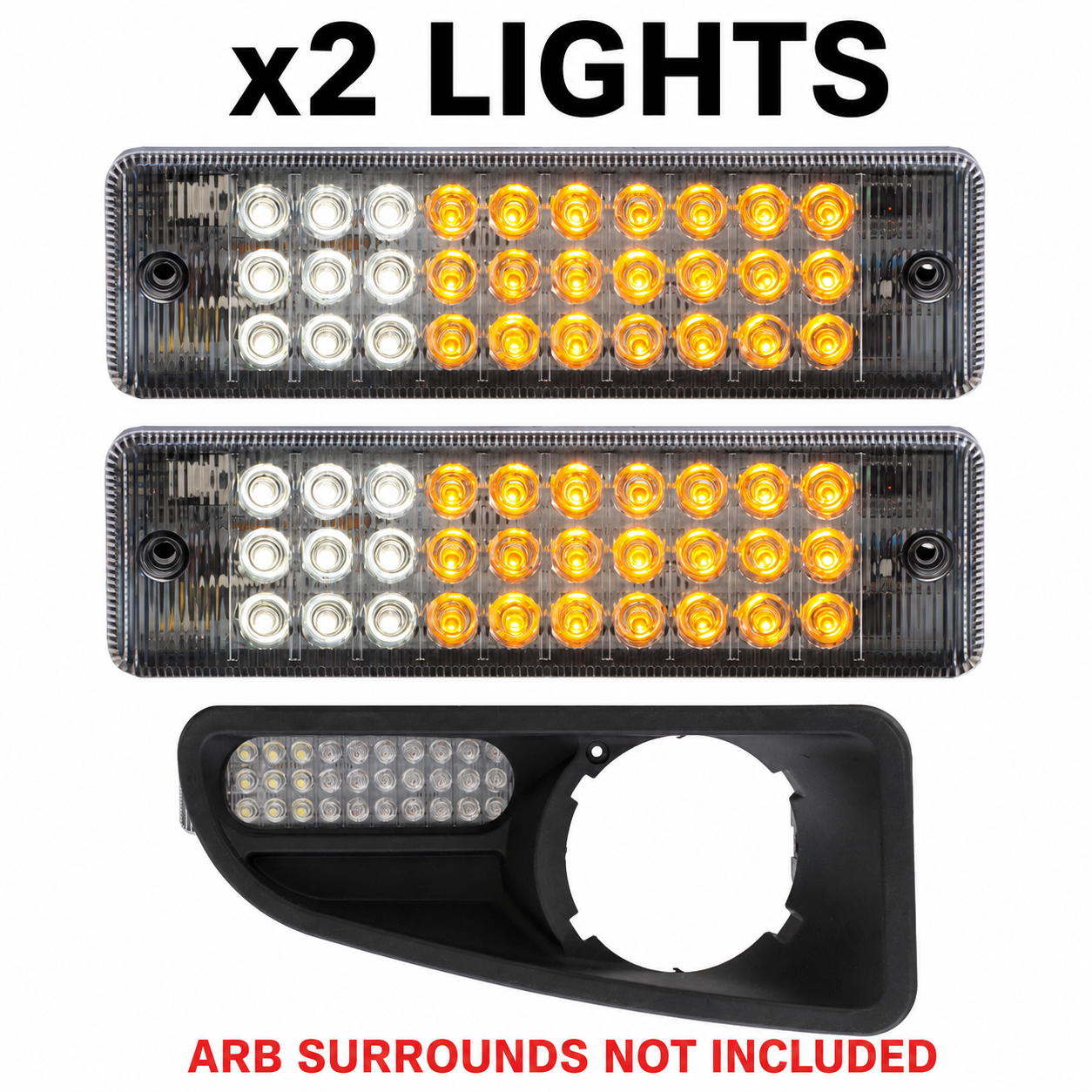 A Pair LED Bullbar Front Indicator & Park Lights suits Many ARB Bull Bars Light
