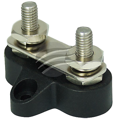 Dual Stud Distribution negative Terminal Black linked Battery Post 8mm Stainless