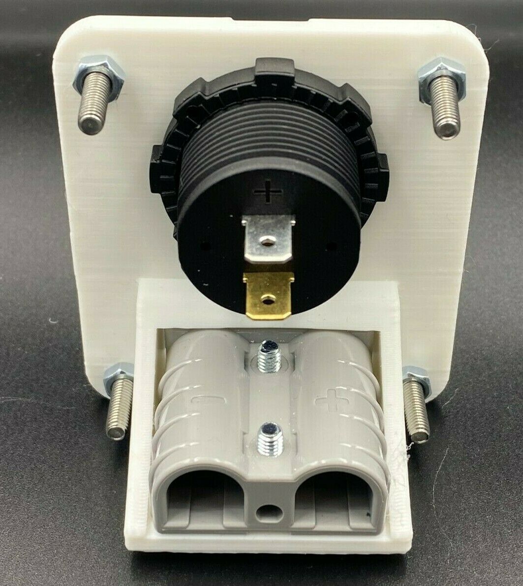 Genuine 50 Amp Anderson Plug & Colored Volt Gauge Flush Mount Face Plate - White - Image 2