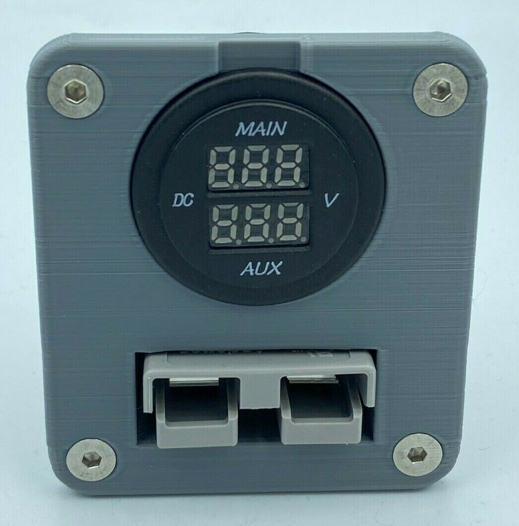 Genuine 50 Amp Anderson Plug & Dual Voltage Gauge Flush Mount Face Plate - Grey - Image 2