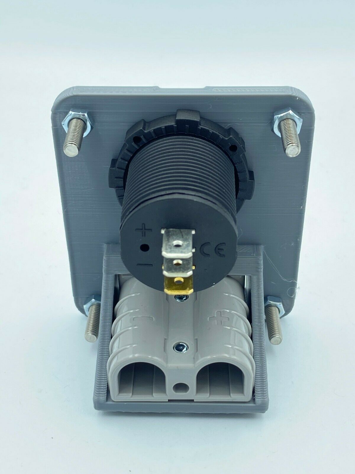 Genuine 50 Amp Anderson Plug & Dual Voltage Gauge Flush Mount Face Plate - Grey - Image 4