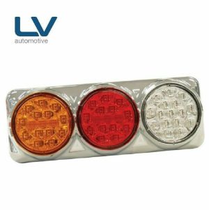 LED Tail Light Stop Reverse Indicator Combination 12-24v Chrome Base 350mm Cable