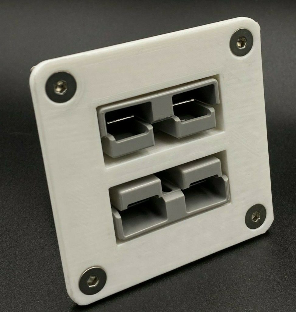 White Twin Dual Flush Mount 50 Amp Anderson plug mounting bracket panel x2 Grey HS Autoparts