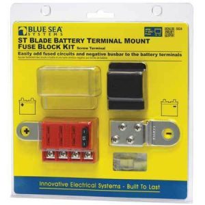 BLUE SEA FUSE BLOCK Std BLADE Battery Terminal Mount Kit inc pos and neg