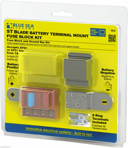 BLUE SEA FUSE BLOCK Std BLADE Battery Terminal Mount Kit inc pos and neg - Image 2