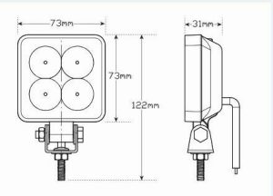 LED Autolamps SQUARE WORKLAMP WORKLIGHT REVERSE FLOOD 9 30V 12W 4 LED's HS Autoparts