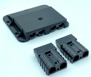 Double Anderson Plug Surface Mount External Kit + X4 Black 50 Amp Plug + Bolts